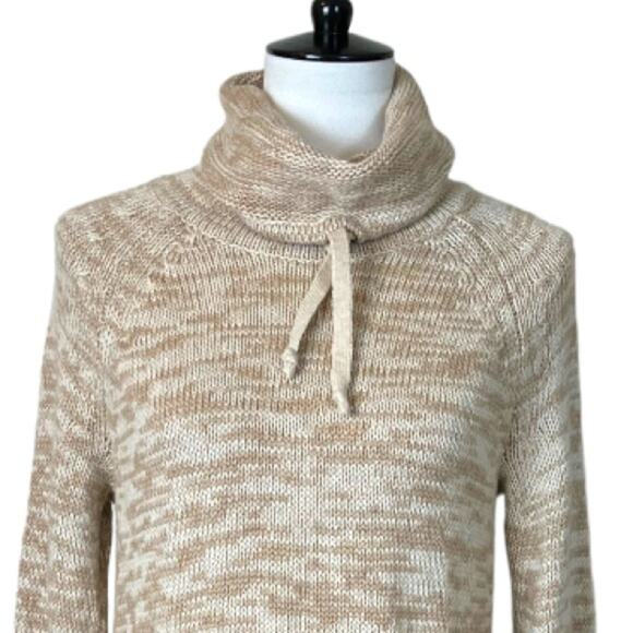Athleta Women’s Sweater Dress Traverse Merino Wool Midi Length Funnel Neck Tan M - Picture 5 of 10